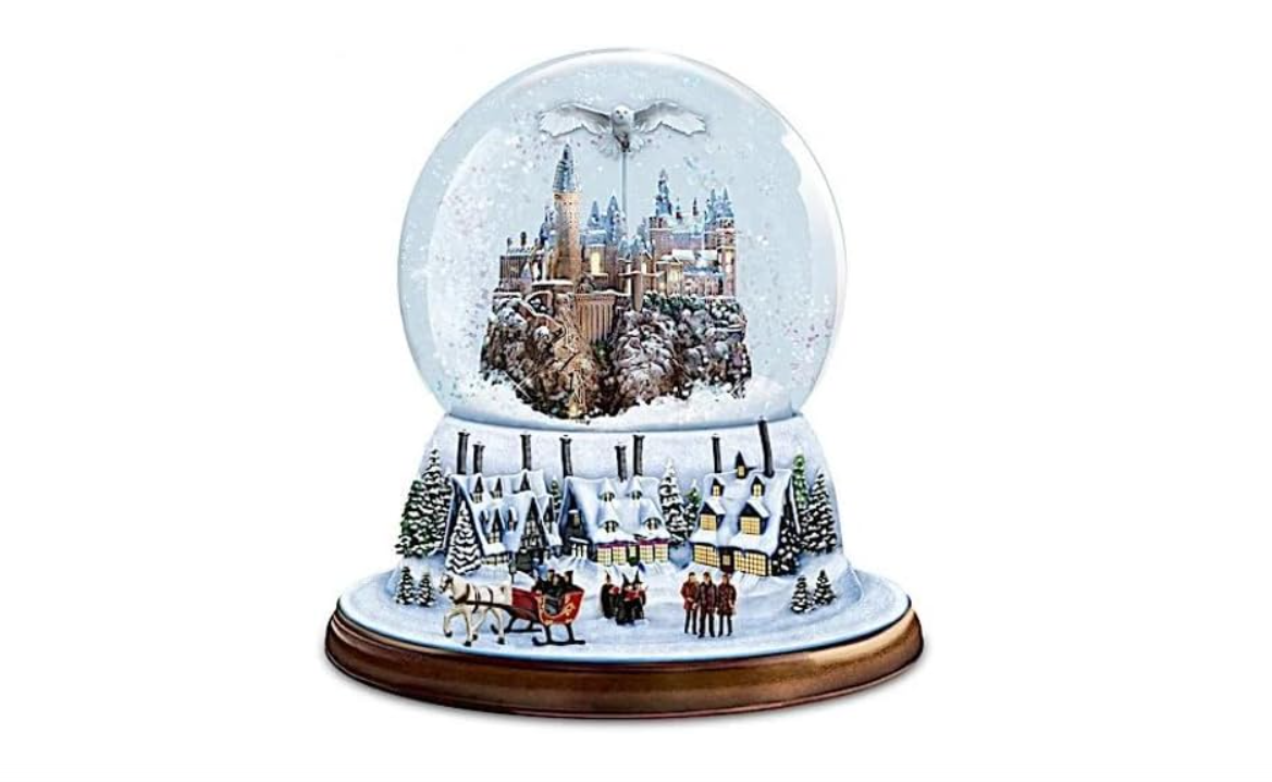 The Bradford Exchange Harry Potter I'd Rather Stay at Hogwarts Christmas Rotating Musical Glitter Globe – Light-Up Snow Globe with Moving Horse-Drawn... 