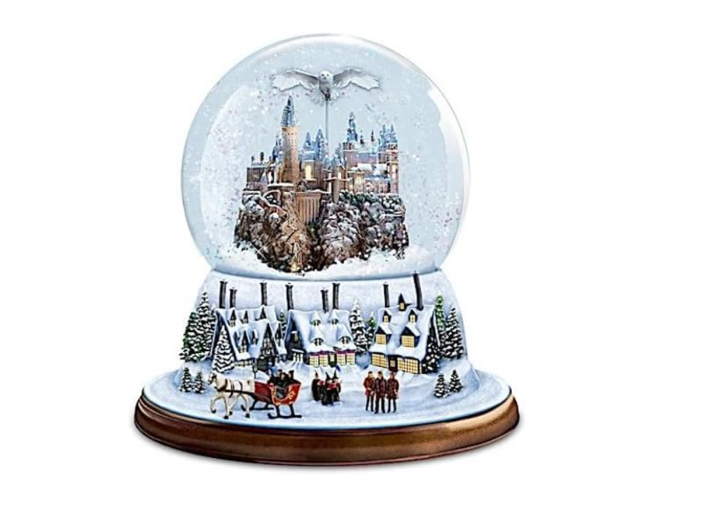 The Bradford Exchange Harry Potter I'd Rather Stay at Hogwarts Christmas Rotating Musical Glitter Globe – Light-Up Snow Globe with Moving Horse-Drawn... 