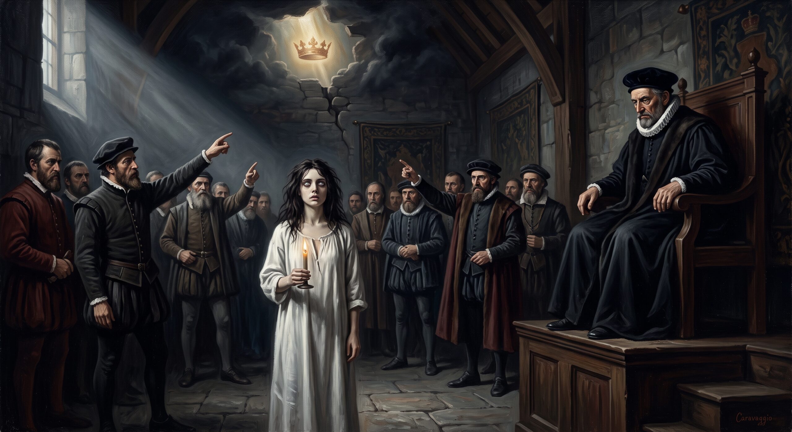 Renaissance oil painting illustrating somnambulism as a state where the soul reveals hidden sin.