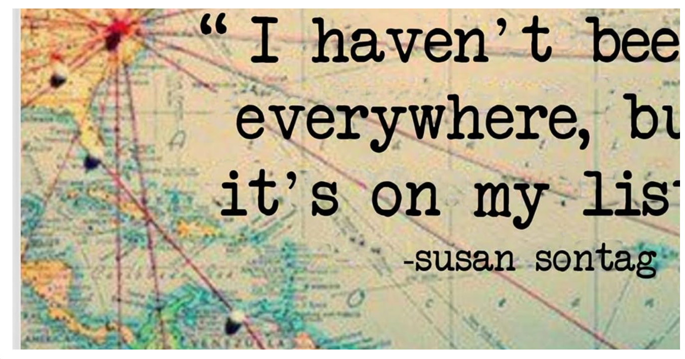 Susan Sontag Travel Quote Vintage World Map Wall Art, 14x11 Unframed | Right at home in the home office. 