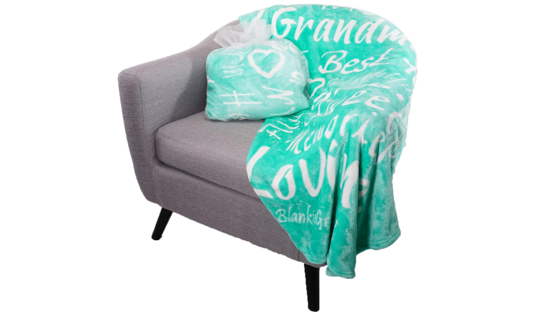 BlankieGram Grandmother Throw Blanket - Our Blankets and Throws Make The Ideal Gifts for Grandmother, Gifts for Women and for The Whole Family, Teal